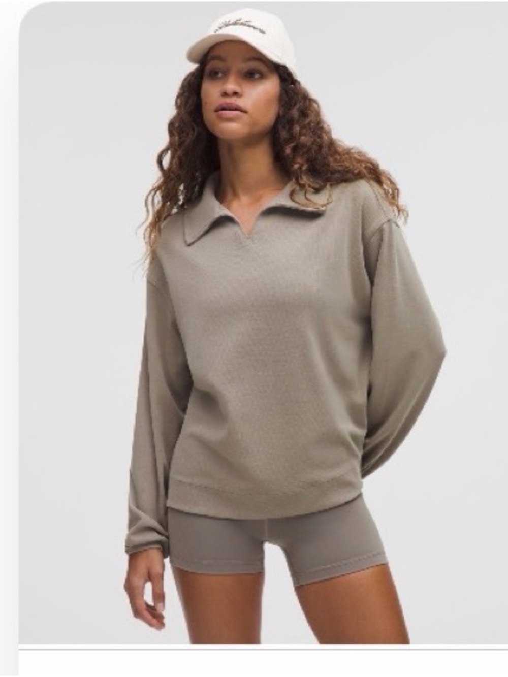 lululemon athletica Olive-Taupe Long Sleeve Collared Pullover